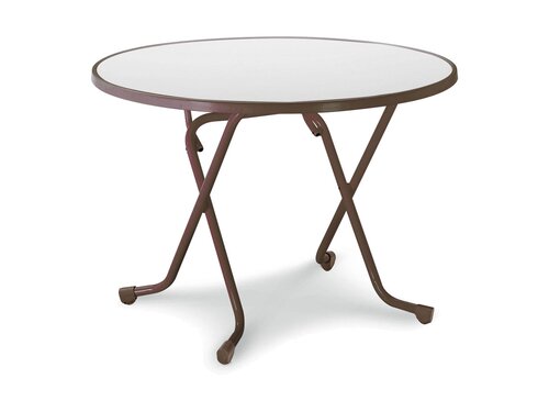 BEST Dublin Scheren-Klapptisch, rund � 100 cm, Stahlrohr, Braun, H�he 730 mm