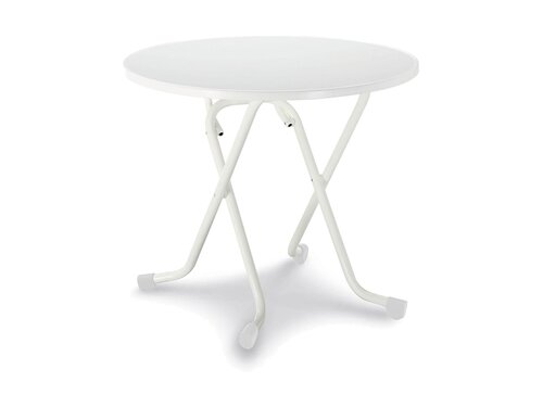 BEST Dublin Scheren-Klapptisch, rund � 80 cm, Stahlrohr, Wei�, H�he 730 mm