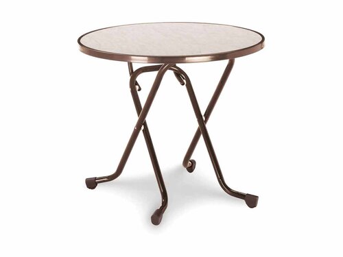 BEST Dublin Scheren-Klapptisch, rund � 80 cm, Stahlrohr, Braun, H�he 730 mm