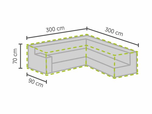 BEST Schutzh�lle f�r Lounge-Sets in L-Form, Hellgrau, BTH 3000 x 3000 x 700 mm