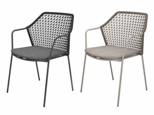 BEST Burano Stapelstuhl mit Seilgeflecht und Sitzkissen,...