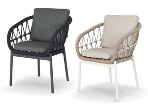 BEST Tropea Dining Sessel mit Seilgeflecht und Kissen,...