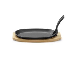 Hendi Gusseisenteller mit Holzunterlage und Greifzange,...