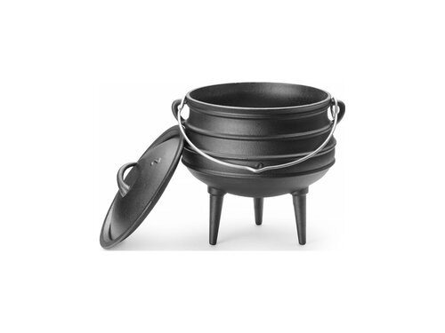 Hendi Gusseisentopf 6 Liter, mit Deckel, Henkel und Beinen,  245 mm, Hhe 280 mm