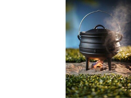 Hendi Gusseisentopf 6 Liter, mit Deckel, Henkel und Beinen,  245 mm, Hhe 280 mm