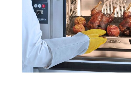 Hendi Leder-Grillhandschuhe hitzebestndig &ndash; 2 Stck, BTH 442 x 374 x 30 mm