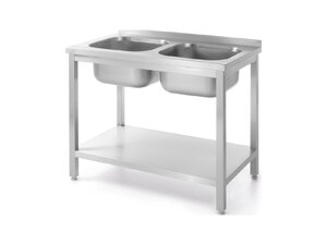 Hendi Doppelsp�ltisch mit Regalboden Budget Line - geschraubt, BTH 600 x 1000 x 875 mm