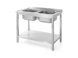 Hendi Tisch mit 2 Sp�lbecken, mit Ablage – verschraubt, BTH 700 x 1000 x 870 mm