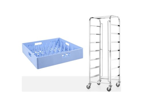 Hendi Transportwagen f�r Sp�lmaschinenk�rbe - 7 K�rbe � 500x500 mm, BTH 749 x 749 x 1688 mm