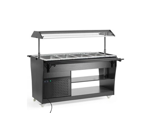 Arktic Gekhlte Buffet-Theke fr 4x GN 1/1, Edelstahl, Schwarz, BTH 1490 x 765 x 1370 mm