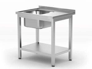 Hendi Sp�ltisch mit Aufkantung, Becken rechts, Edelstahl, verschraubt, BTH 1000 x 600 x 850 mm