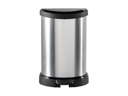 Curver DECOBIN Abfalleimer 15L mit Fu�pedal silber metallic, Metalleffekt-Lackierung, Komfortables Pedal, Inneneimer, BTH 303 x 281 x 448 mm