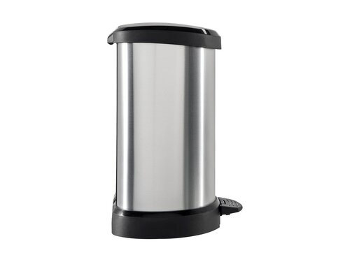 Curver DECOBIN Abfalleimer 15L mit Fu�pedal silber metallic, Metalleffekt-Lackierung, Komfortables Pedal, Inneneimer, BTH 303 x 281 x 448 mm