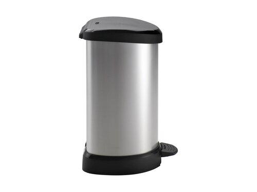 Curver DECOBIN Abfalleimer 15L mit Fu�pedal silber metallic, Metalleffekt-Lackierung, Komfortables Pedal, Inneneimer, BTH 303 x 281 x 448 mm