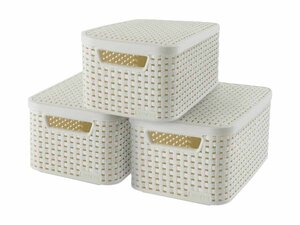 Curver 3-er Set STYLE Box S mit Deckel creme,...