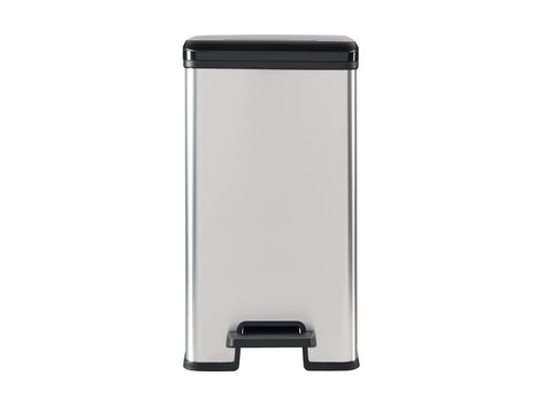 Curver DECO SLIM BIN Abfalleimer 25L mit Fu�pedal silber metallic, Metalleffekt-Lackierung, Komfortables Pedal, BTH 393 x 250 x 454 mm