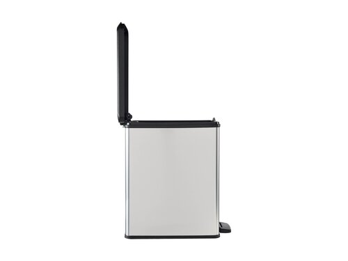 Curver DECO SLIM BIN Abfalleimer 25L mit Fu�pedal silber metallic, Metalleffekt-Lackierung, Komfortables Pedal, BTH 393 x 250 x 454 mm