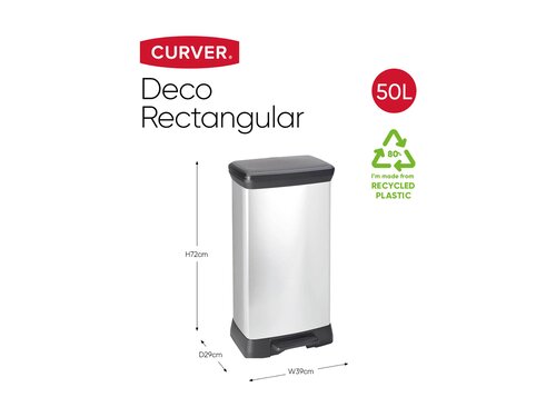 Curver DECOBIN Abfalleimer 50L mit Fu�pedal silber...