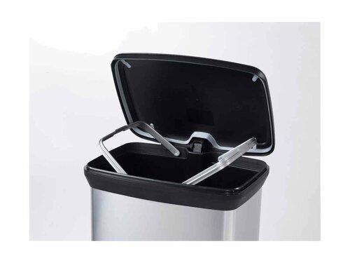 Curver DECOBIN Abfalleimer 50L mit Fu�pedal silber metallic, Metalleffekt-Lackierung, Stabiles Pedal, Anti-Geruchsdeckel�, BTH 390 x 290 x 720 mm