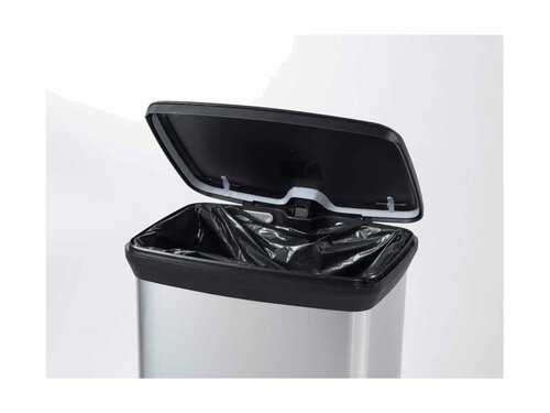 Curver DECOBIN Abfalleimer 50L mit Fu�pedal silber metallic, Metalleffekt-Lackierung, Stabiles Pedal, Anti-Geruchsdeckel�, BTH 390 x 290 x 720 mm