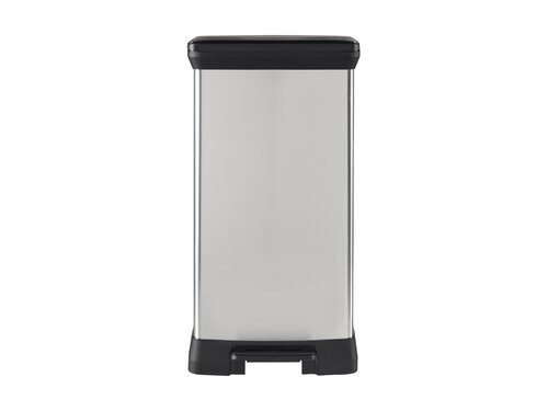 Curver DECOBIN Abfalleimer 50L mit Fu�pedal silber metallic, Metalleffekt-Lackierung, Stabiles Pedal, Anti-Geruchsdeckel�, BTH 390 x 290 x 720 mm