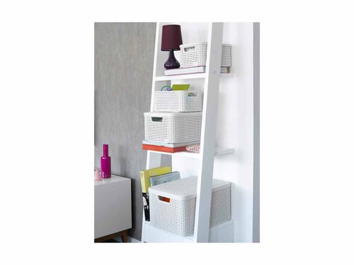 Curver 3-er Set STYLE Box L+M+S mit Deckel creme, Multifunktional, Geschlossene Rattanstruktur, Komfortable Griffe, BTH 445 x 330 x 248 mm