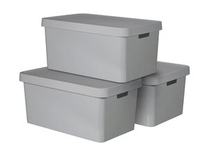 Curver 3-er Set INFINITY Box mit Deckel 45L hellgrau,...