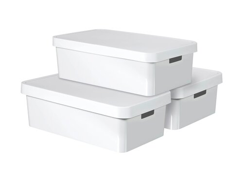 Curver 3-er Set INFINITY Box mit Deckel 30L wei,...