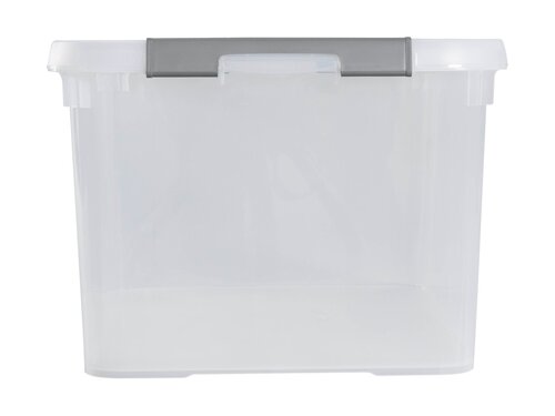 Curver 3-er Set HANDY+ Box 50L transparent, Modulare Form, 50 Liter, 2 Verriegelungen, BTH 600 x 400 x 290 mm