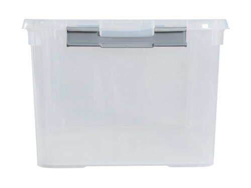 Curver 3-er Set HANDY+ Box 50L transparent, Modulare Form, 50 Liter, 2 Verriegelungen, BTH 600 x 400 x 290 mm