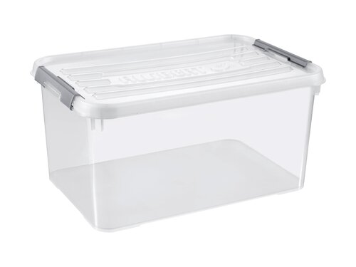 Curver 3-er Set HANDY+ Box 50L transparent, Modulare Form, 50 Liter, 2 Verriegelungen, BTH 600 x 400 x 290 mm