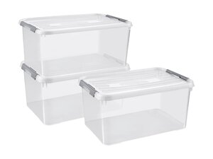 Curver 3-er Set HANDY+ Box 50L transparent, Modulare...