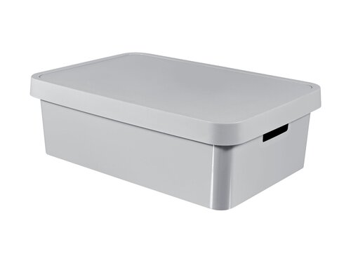 Curver 3-er Set INFINITY Box mit Deckel 30L hellgrau, Multifunktional, Modular, Leicht, BTH 565 x 390 x 180 mm