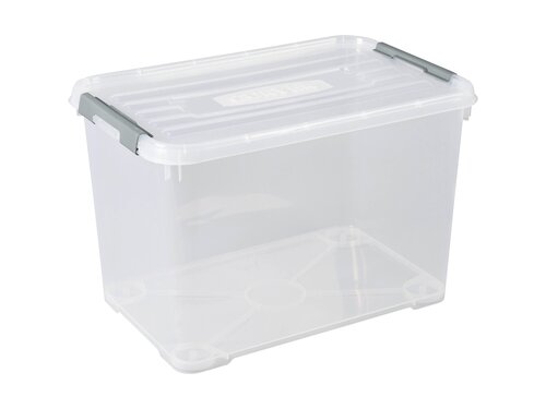 Curver 3-er Set HANDY+ Box 65L transparent, Modulare Form, 65 Liter, 2 Verriegelungen, BTH 600 x 400 x 388 mm