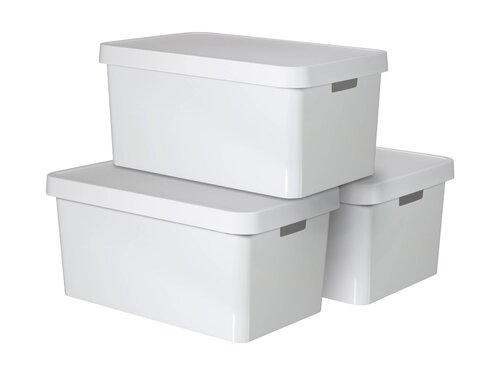 Curver 3-er Set INFINITY Box mit Deckel 45L wei,...