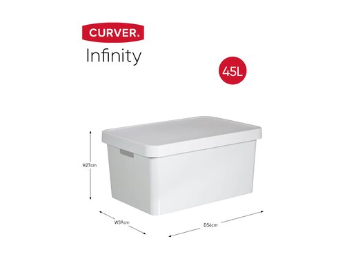 Curver 3-er Set INFINITY Box mit Deckel 45L wei�, Multifunktional, Modular, Leicht, BTH 565 x 390 x 270 mm