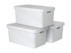 Curver 3-er Set INFINITY Box mit Deckel 45L wei,...