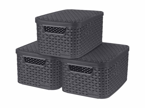 Curver 3-er Set STYLE Box S mit Deckel anthrazit,...