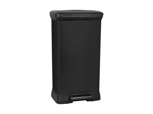 Curver DECO bin METALLICS 50L mit Pedal, rechteckig, schwarz / schwarz metallic, Rostfrei, BTH 290 x 390 x 730 mm