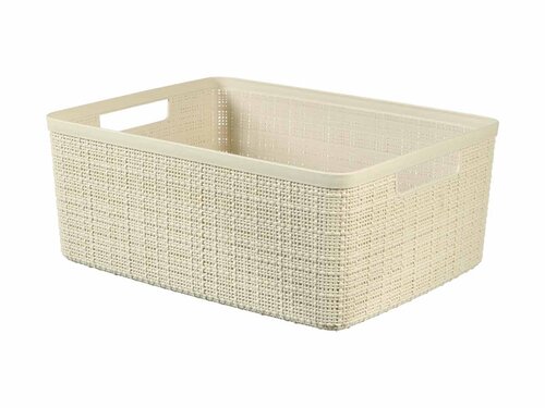 Curver JUTE RECYCLING Aufbewahrungsbox M 12L, 3er-Set, off white, mit Tragegriff, BTH 280 x 360 x 150 mm