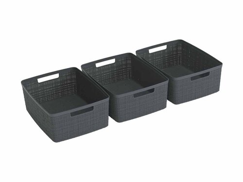Curver JUTE RECYCLING Aufbewahrungsbox M 12L, 3er-Set,...