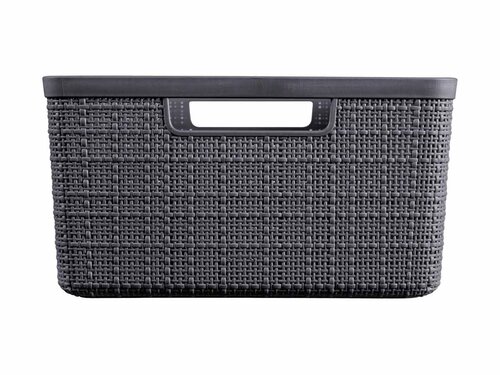 Curver JUTE RECYCLING Aufbewahrungsbox M 12L, 3er-Set, deep shadow, mit Tragegriff, BTH 280 x 360 x 150 mm