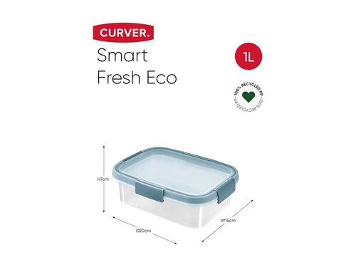 Curver  SMART FRESH ECO 4er-Set 1L, transparent / pastellblau, Sp�lmaschinenfest, BTH 150 x 200 x 70 mm