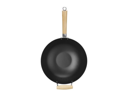 Hendi Wok mit Holzgriff, Karbonstahl, � 324 mm, H�he 160 mm
