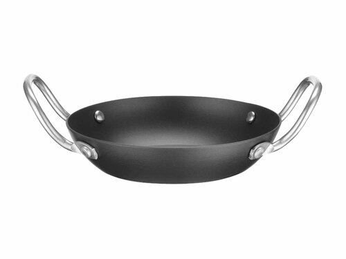 Hendi Servierpfanne, Karbonstahl, ergonomische Edelstahlgriffe,  170 mm, BTH 170 x 144 x 58 mm