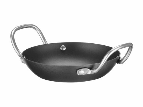 Hendi Servierpfanne, Karbonstahl, ergonomische Edelstahlgriffe,  170 mm, BTH 170 x 144 x 58 mm