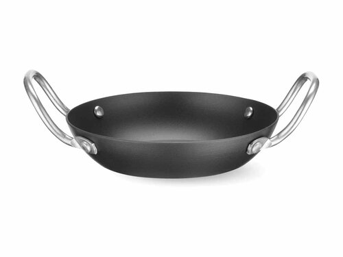 Hendi Servierpfanne, Karbonstahl, ergonomische Edelstahlgriffe, � 216 mm, BTH 216 x 184 x 65 mm