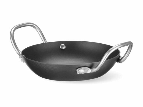 Hendi Servierpfanne, Karbonstahl, ergonomische Edelstahlgriffe, � 216 mm, BTH 216 x 184 x 65 mm