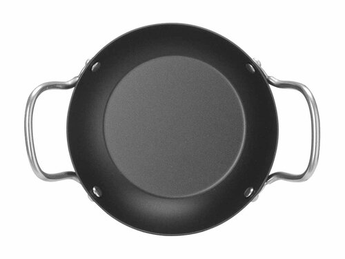 Hendi Servierpfanne, Karbonstahl, ergonomische Edelstahlgriffe, � 216 mm, BTH 216 x 184 x 65 mm