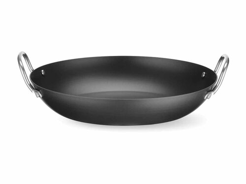 Hendi Servierpfanne, Karbonstahl, ergonomische Edelstahlgriffe, � 240 mm, BTH 240 x 204 x 70 mm